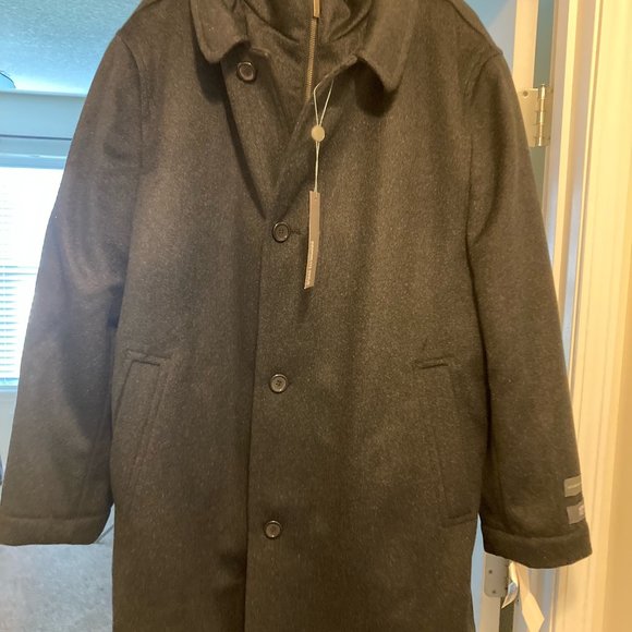 (WINTER SALE) NEW Kenneth Cole Cashmere/Wool Overcoat w/Bib - Picture 8 of 12